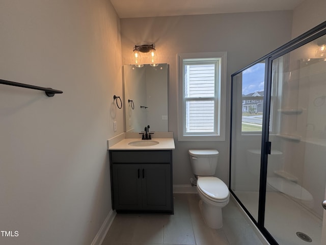 3509 Bailey Lake Dr, Fuquay Varina, NC 27526 - full bathroom featuring vanity, a stall shower, and tile patterned flooring