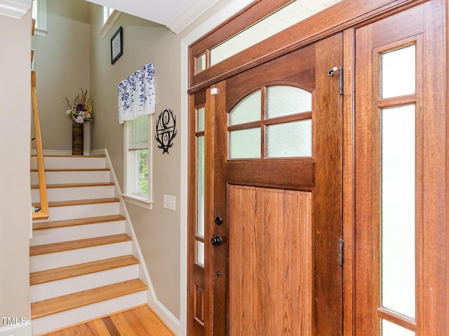 30 Cole Creek Way, Franklinton, NC 27525 - entryway featuring stairs and light wood-type flooring