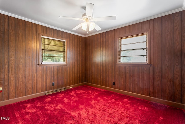 1315 Elder Way, Burlington, NC 27215 - spare room featuring a ceiling fan, dark carpet, and crown molding