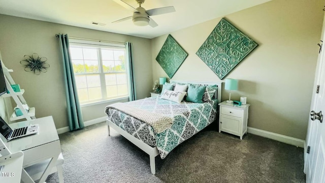 192 Waterpine Dr, Garner, NC 27529 - bedroom featuring dark carpet and ceiling fan