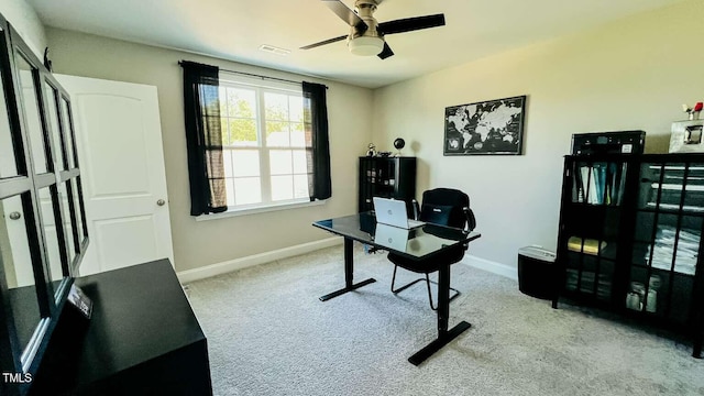 192 Waterpine Dr, Garner, NC 27529 - carpeted home office featuring baseboards and ceiling fan