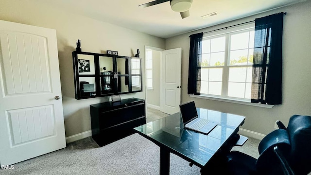 192 Waterpine Dr, Garner, NC 27529 - home office with carpet and a ceiling fan