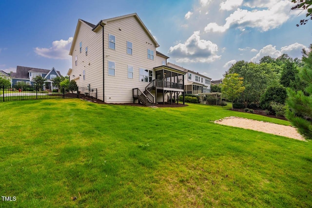 610 Bennett Mtn, Chapel Hill, NC 27516 - rear view of house with a sunroom and stairs