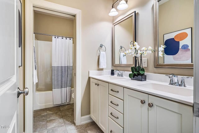 610 Bennett Mtn, Chapel Hill, NC 27516 - full bath featuring double vanity and shower / tub combo with curtain