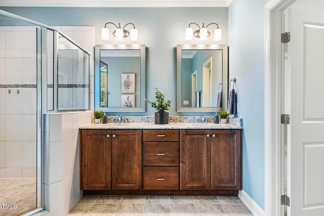 610 Bennett Mtn, Chapel Hill, NC 27516 - full bathroom featuring a shower stall and double vanity