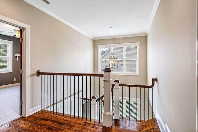 610 Bennett Mtn, Chapel Hill, NC 27516 - stairs with wood finished floors and ornamental molding