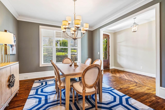 610 Bennett Mtn, Chapel Hill, NC 27516 - dining room featuring a chandelier, wood finished floors, and crown molding