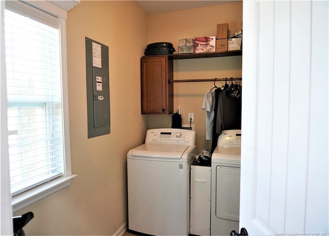 930 Old Vander Rd, Fayetteville, NC 28312 - laundry area with cabinet space, washer and clothes dryer, and electric panel