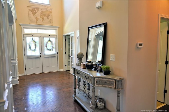 930 Old Vander Rd, Fayetteville, NC 28312 - foyer featuring plenty of natural light, dark wood finished floors, french doors, and a towering ceiling
