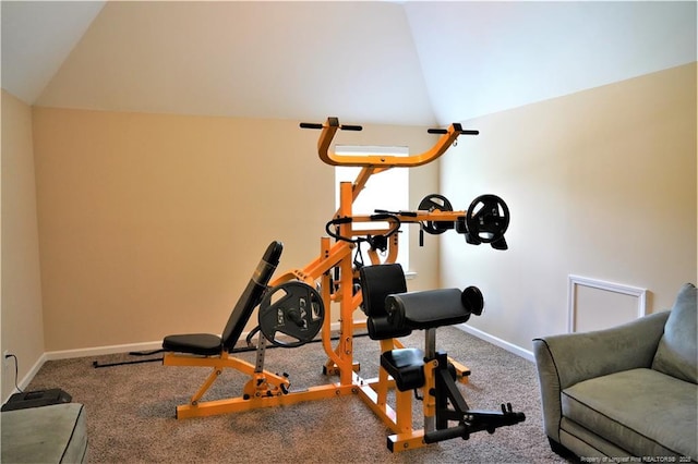930 Old Vander Rd, Fayetteville, NC 28312 - workout room featuring lofted ceiling and carpet flooring