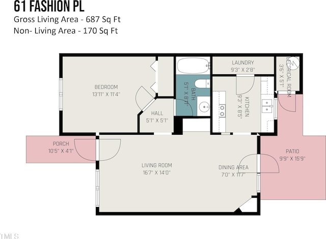 61 Fashion Pl, Durham, NC 27705 - view of home floor plan