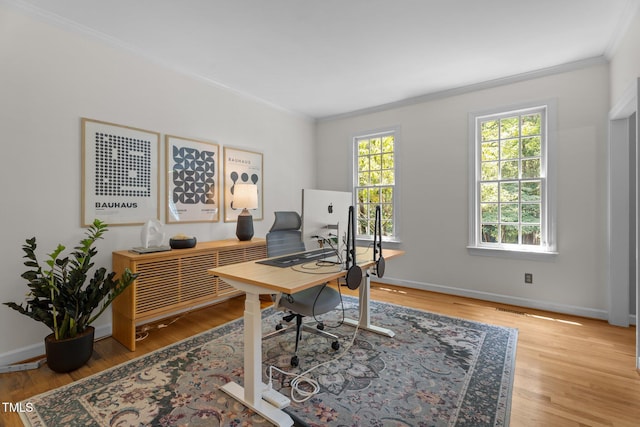 10721 Marabou Ct, Raleigh, NC 27614 - home office featuring ornamental molding and light wood-style floors