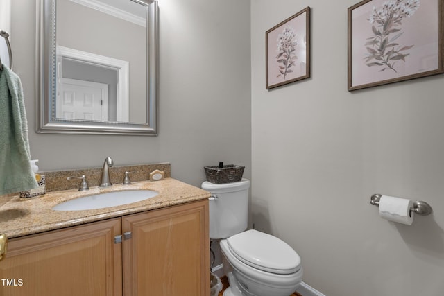 10721 Marabou Ct, Raleigh, NC 27614 - half bathroom featuring vanity and crown molding