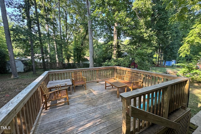 609 Sloan Dr, Cary, NC 27511 - deck with a shed and a fenced backyard