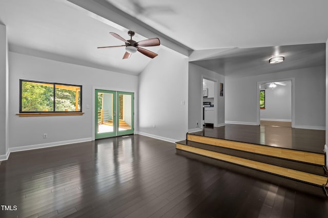 9709 Greenfield Rd, Chapel Hill, NC 27516 - unfurnished living room with ceiling fan and wood finished floors