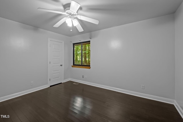 9709 Greenfield Rd, Chapel Hill, NC 27516 - unfurnished room with a ceiling fan and dark wood-style flooring