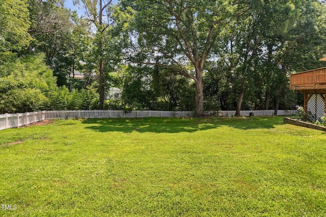 5125 Pinehall Wynd, Raleigh, NC 27604 - fenced backyard featuring a deck and view of scattered trees