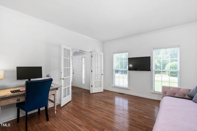 5125 Pinehall Wynd, Raleigh, NC 27604 - office space with french doors, hardwood / wood-style flooring, and ornamental molding