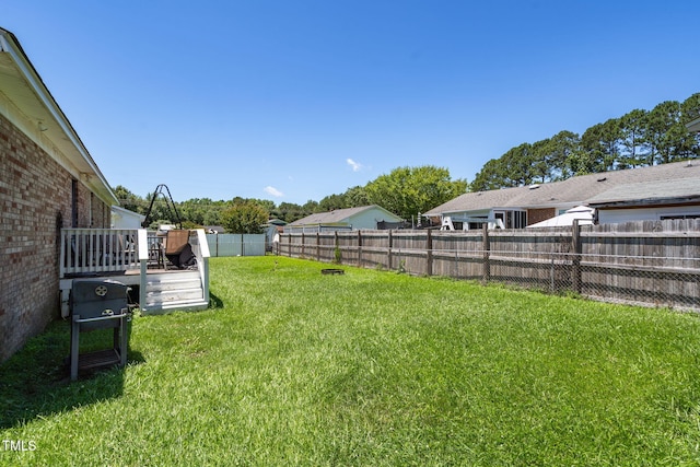117 James Dr, Pine Level, NC 27568 - fenced backyard with a wooden deck