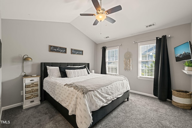 8221 Hempshire Pl Unit 101, Raleigh, NC 27613 - carpeted bedroom featuring vaulted ceiling and ceiling fan