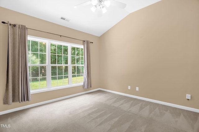 7807 Braefield Dr, Raleigh, NC 27616 - empty room with lofted ceiling, carpet floors, and a ceiling fan