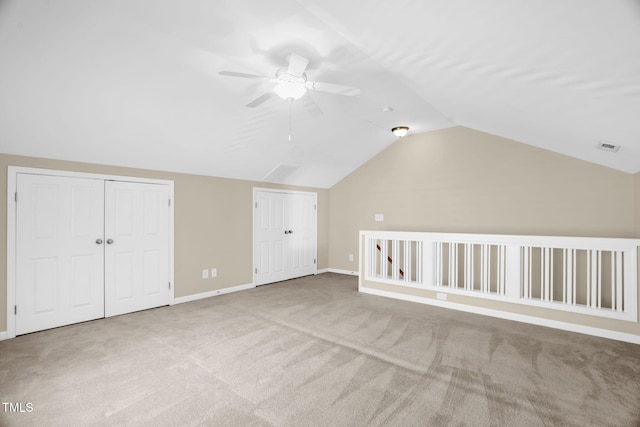 7807 Braefield Dr, Raleigh, NC 27616 - additional living space featuring lofted ceiling, carpet, and ceiling fan