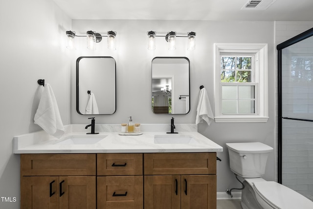2704 Farnborough Rd, Raleigh, NC 27613 - bathroom featuring double vanity and a tile shower