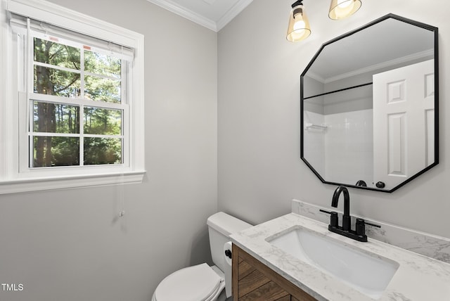 2704 Farnborough Rd, Raleigh, NC 27613 - full bathroom featuring vanity, ornamental molding, and a shower