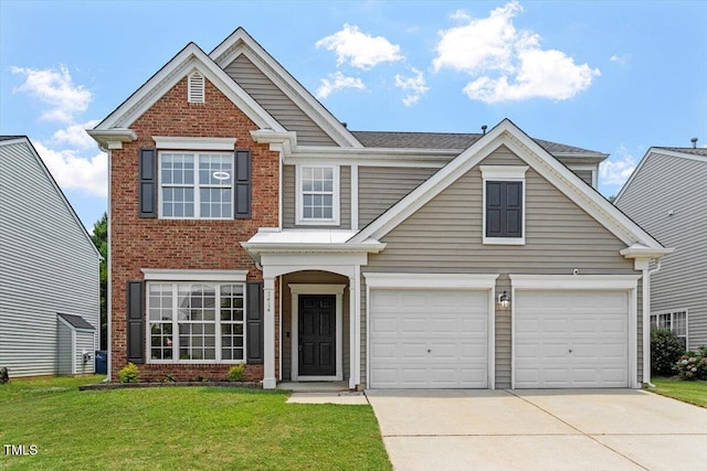 7414 Brandon Allen Ave, Raleigh, NC 27613 - traditional home featuring brick siding, driveway, a front yard, and an attached garage