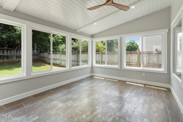 7414 Brandon Allen Ave, Raleigh, NC 27613 - unfurnished sunroom featuring plenty of natural light, wooden ceiling, and stone finish floors