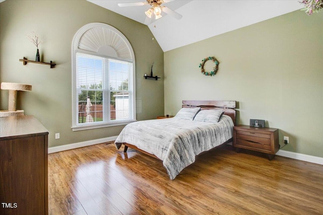 8101 Claybrooke Ct, Willow Springs, NC 27592 - bedroom with lofted ceiling, wood finished floors, and ceiling fan