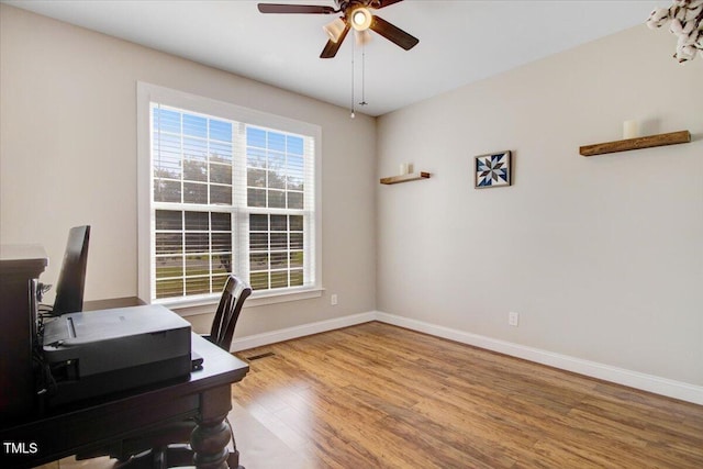8101 Claybrooke Ct, Willow Springs, NC 27592 - unfurnished office featuring ceiling fan and wood finished floors