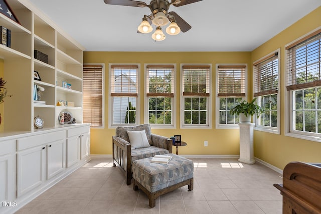 2104 Brockfield Ct, Raleigh, NC 27614 - living area featuring ceiling fan, light tile patterned floors, and healthy amount of natural light