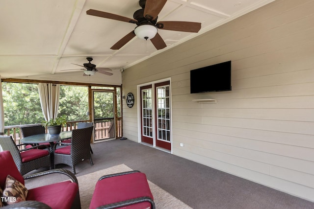 2104 Brockfield Ct, Raleigh, NC 27614 - sunroom / solarium with outdoor dining area and a ceiling fan