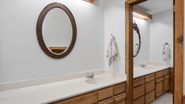 424 Roy Carver Rd, Semora, NC 27343 - bathroom with double vanity and tile patterned flooring