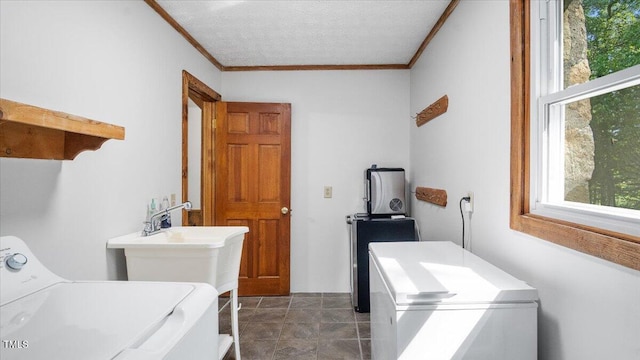 424 Roy Carver Rd, Semora, NC 27343 - washroom featuring washer / dryer, crown molding, and plenty of natural light