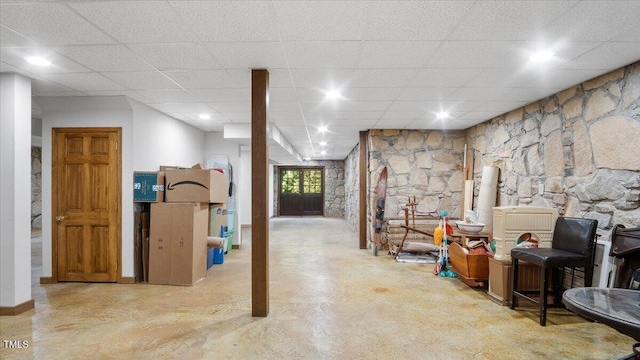 424 Roy Carver Rd, Semora, NC 27343 - basement with a drop ceiling