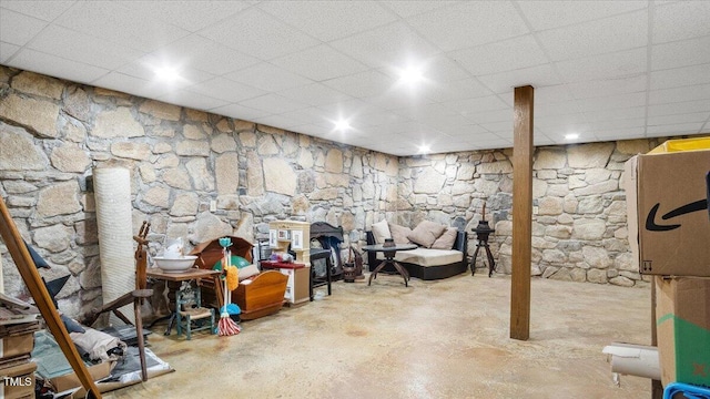 424 Roy Carver Rd, Semora, NC 27343 - finished basement featuring a paneled ceiling