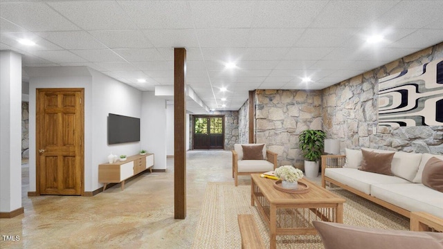 424 Roy Carver Rd, Semora, NC 27343 - living area featuring a drop ceiling