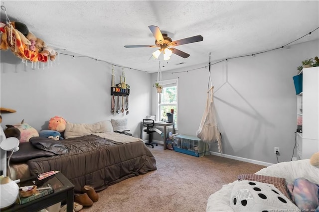 4112 Newgate St, Fayetteville, NC 28306 - bedroom featuring carpet, a textured ceiling, and a ceiling fan