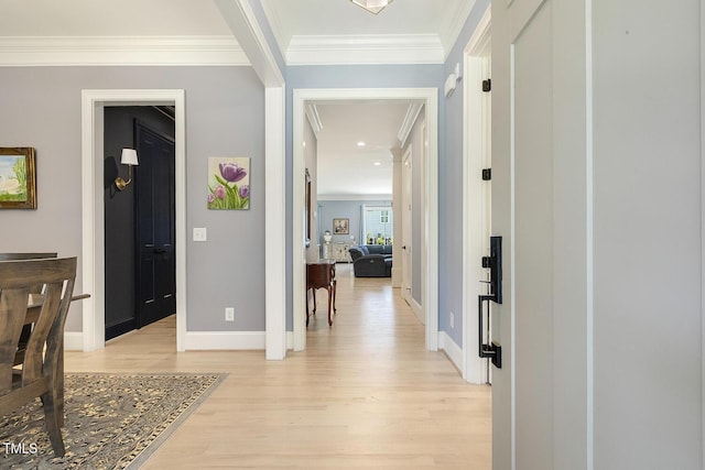 201 S Ennis St, Fuquay Varina, NC 27526 - hall with light wood-type flooring and ornamental molding
