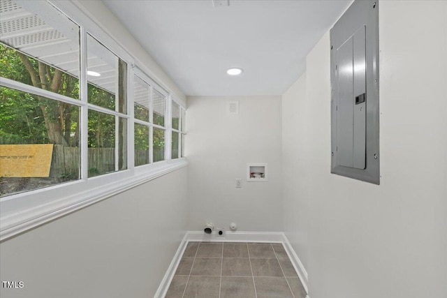 813 N Main St, Burlington, NC 27217 - washroom with electric panel, hookup for a washing machine, tile patterned floors, and recessed lighting