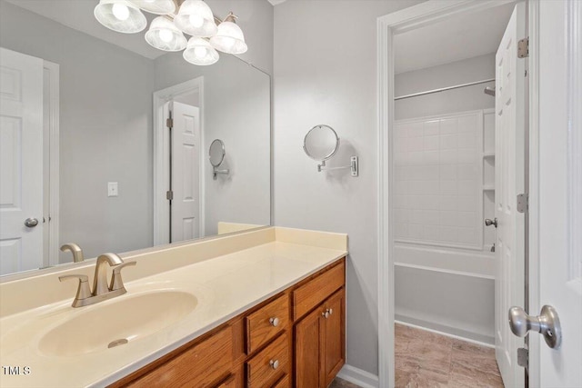 3021 Winding Waters Way, Raleigh, NC 27614 - full bathroom with vanity, a chandelier, and tub / shower combination