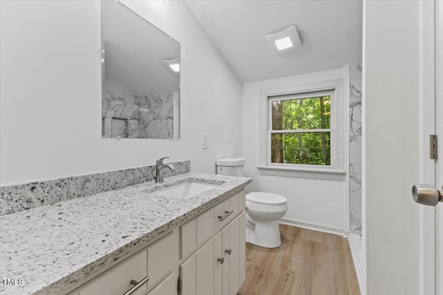 3218 Seven Springs Rd, Hillsborough, NC 27278 - full bathroom with a marble finish shower, vanity, and wood finished floors