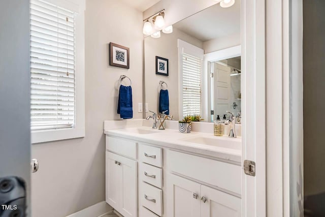 644 Granite Mill Blvd, Chapel Hill, NC 27516 - full bathroom featuring double vanity, plenty of natural light, and a shower
