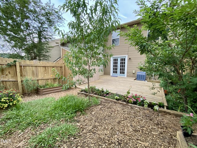 4324 Halliwell Dr, Raleigh, NC 27606 - view of yard featuring a deck and french doors