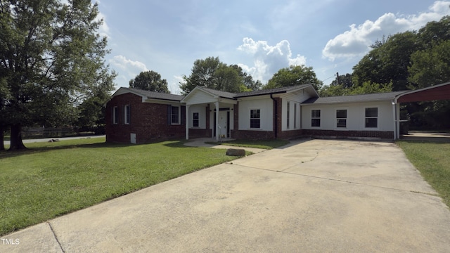501 Morgan Ter, Burlington, NC 27217 - ranch-style home featuring brick siding, a front yard, and concrete driveway