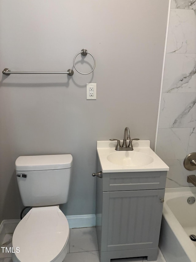 501 Morgan Ter, Burlington, NC 27217 - bathroom featuring vanity, shower / tub combination, and marble look tiles