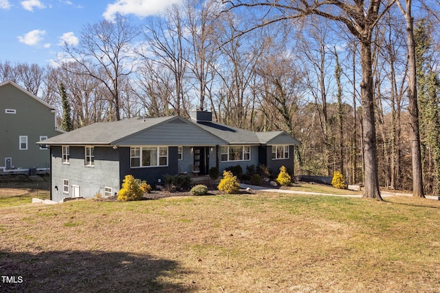 1603 N Alston Ave, Durham, NC 27701 - ranch-style home featuring a front lawn, a chimney, and brick siding