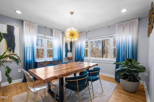 1603 N Alston Ave, Durham, NC 27701 - dining space with plenty of natural light, light wood-style flooring, recessed lighting, and a chandelier